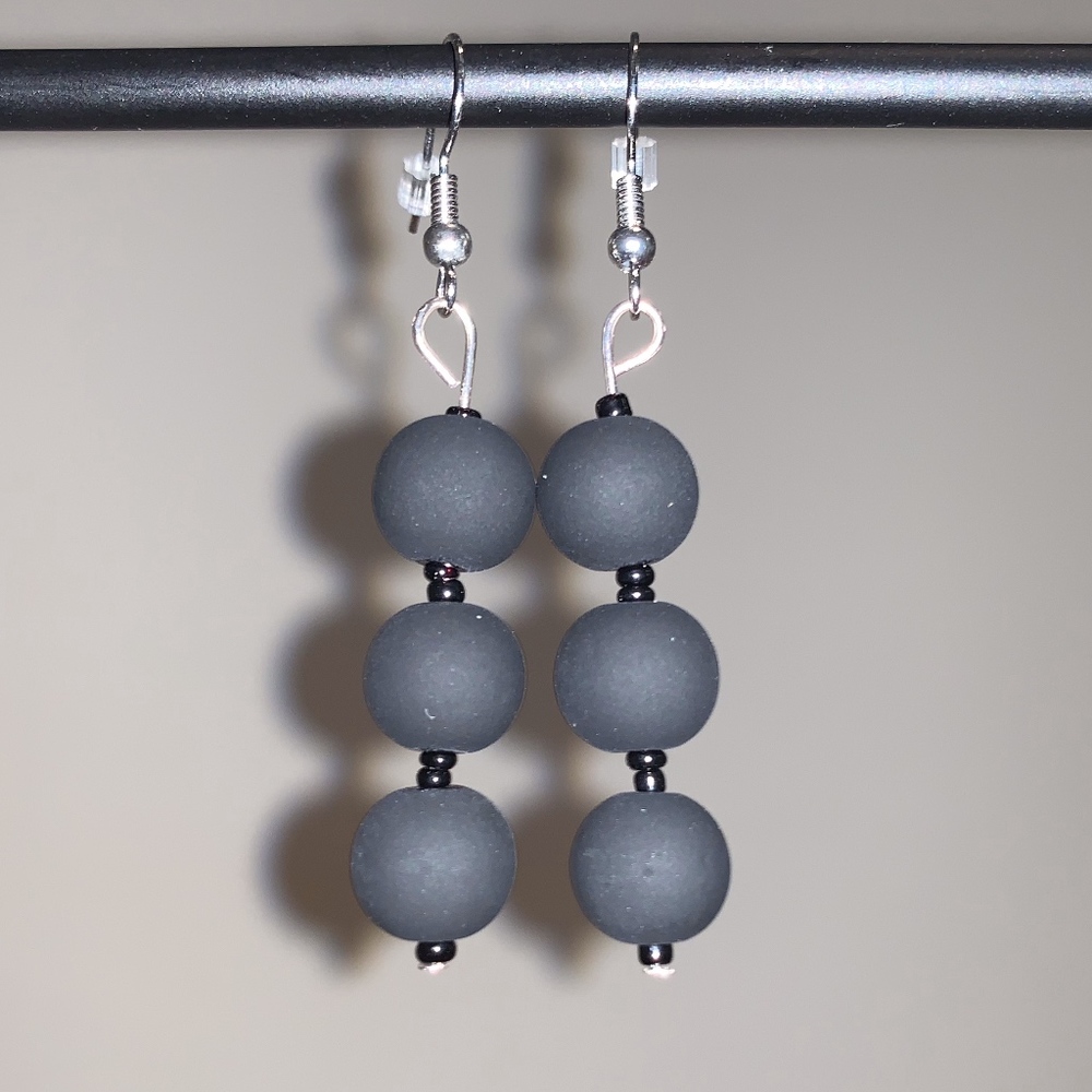 Triple Black Drop Earrings